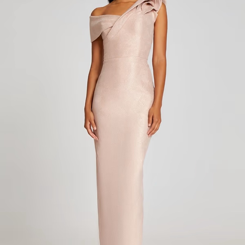 Teri Jon Off-Shoulder Pink Dress